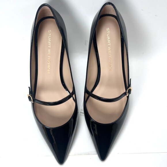 Stuart Weitzman Emilia Patent Leather Mary Jane Pointed Toe Women Flats Sz 9.5B - Picture 5 of 11